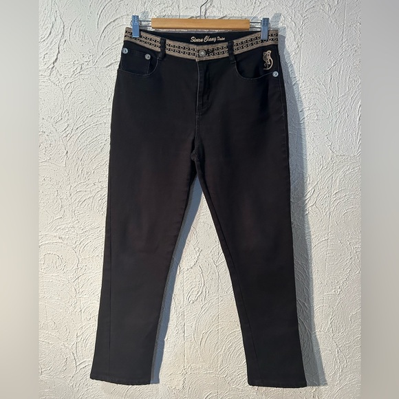 Ladies Simon Chang Denim Embroidered Black Jeans - size 8 - Picture 1 of 7